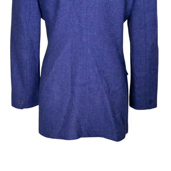 Vintage Jones New York Women's Blazer Purple Tweed Wool Velvet Collar Jacket 12 - Picture 9 of 10